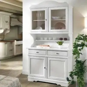 Credenza cristalliera beverly in legno 2 ante Shabby chic bianco