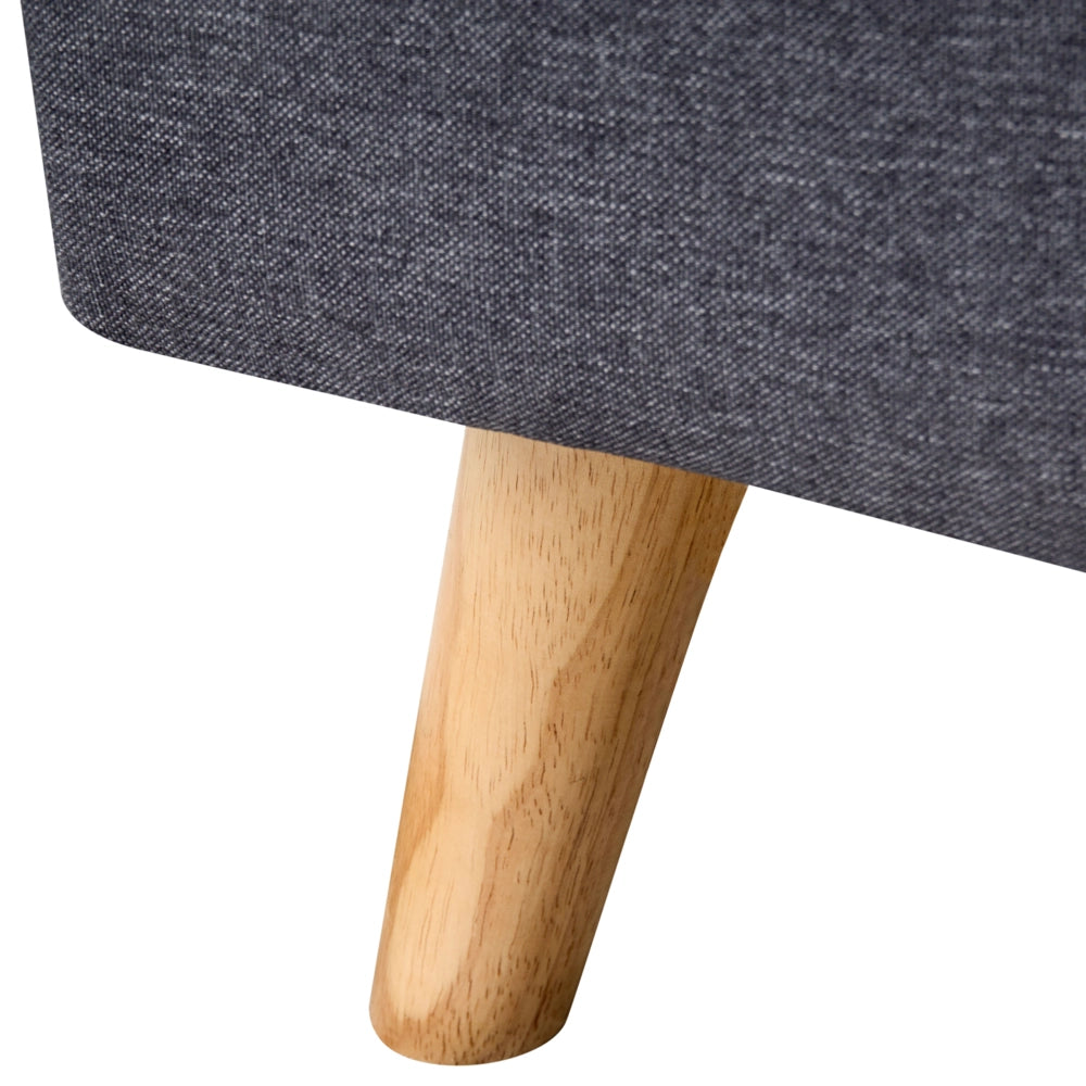 Letto a doghe Tessuto in poliestere grigio scuro Gambe in legno imbottite 90 x 200 Taglia unica Design moderno