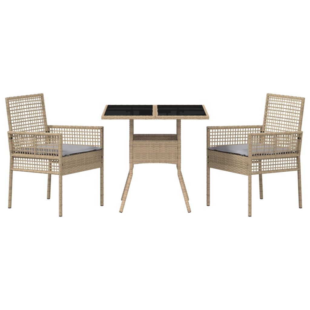 Set da pranzo per giardino 3 pezzi Beige Polirattan