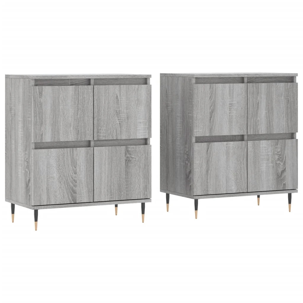 Buffet credenza cassettiera armadio mobile contenitore organizer cucina soggiorno salotti set di 2 legno ingegnerizzato Sonoma grigio 02_0036982