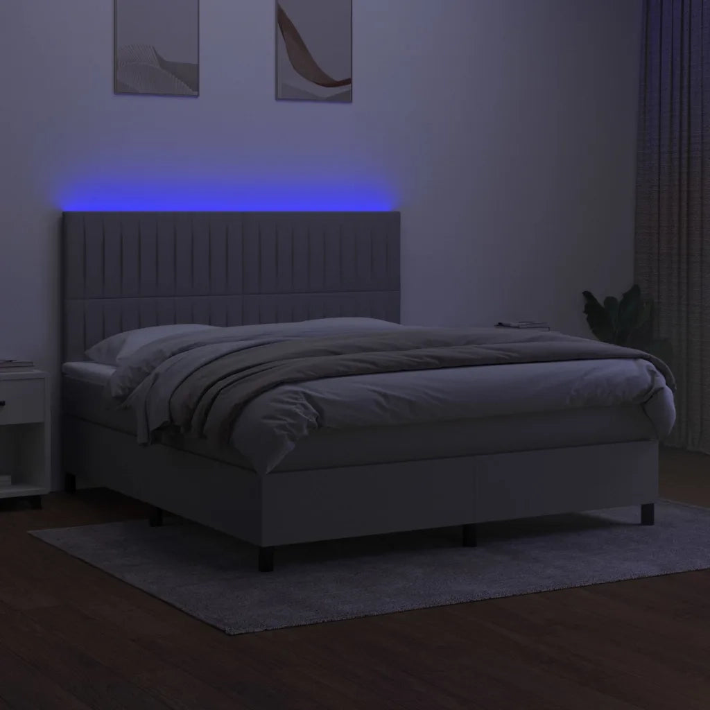 Letto a Molle Materasso e LED Grigio Chiaro 180x200 cm Tessuto 3135053