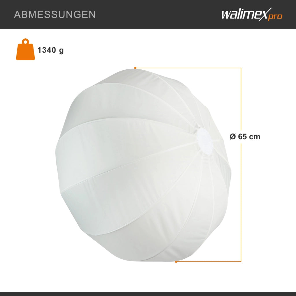 Essential Balloon Softbox 65cm + adattatore softbox per Elinchrom (diametro esterno: 15,2 cm), diffusore di luce a 360° ad apertura rapida, adattatore, compatibile con tutte le luci