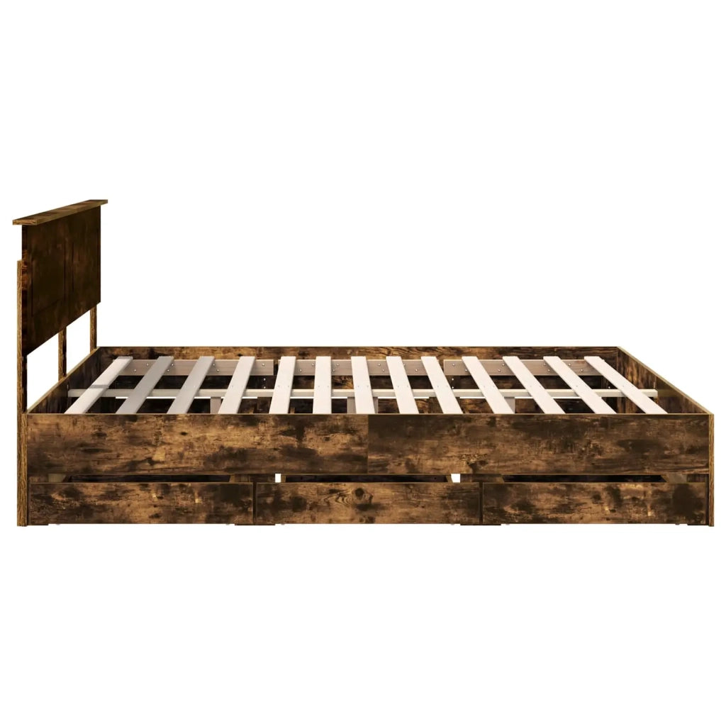 Struttura del letto con cassetto Rovere fumé 200 x 200 cm 3407953