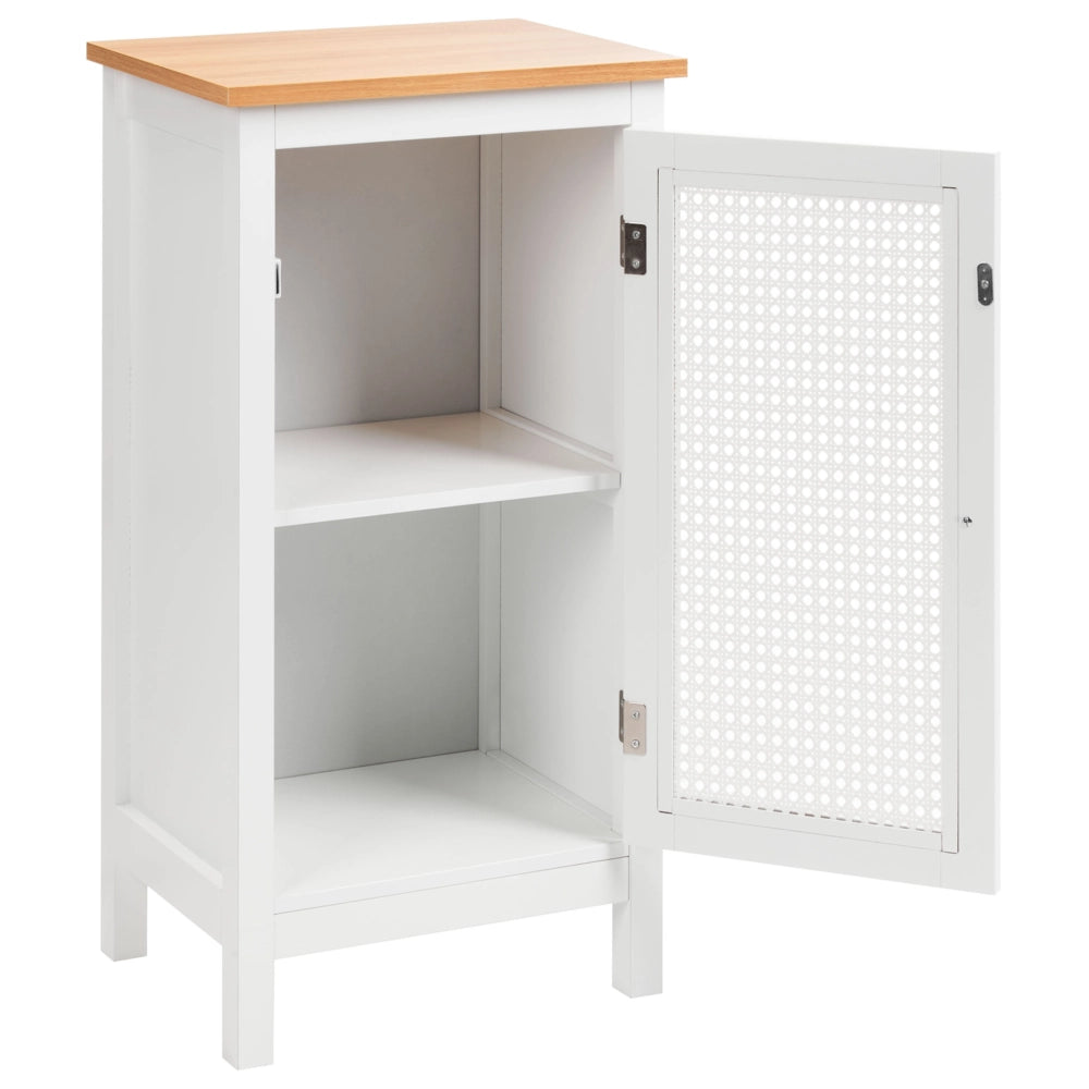 Mobiletto per il bagno con ripiani e ante traforate MDF Bianco 30 x 75 cm stile raffinato