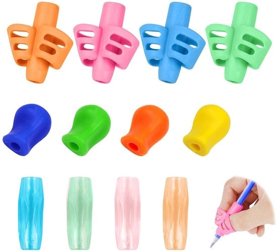 Aiuto alla Scrittura con Design Ergonomico - 20 Pezzi di Supporto per Penna - Guida per le Dita - Silicone - Abilità Motorie - Materiale Sicuro