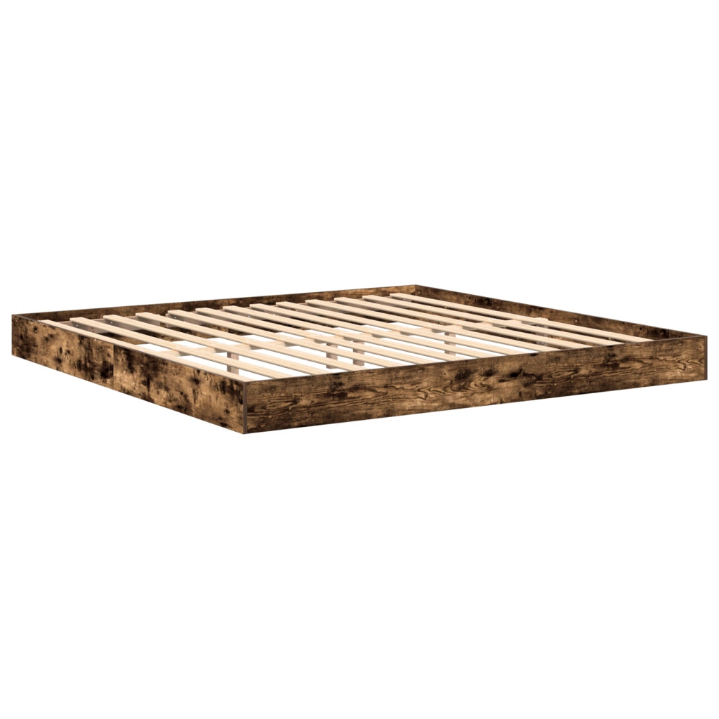 Letto con libreria Quercia Affumicata 180x200 cm Legno Ingegnerizzato