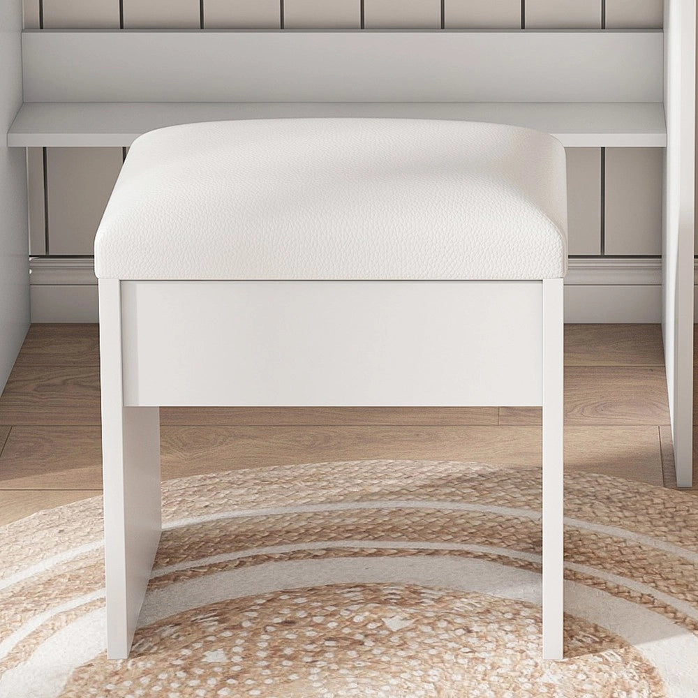 Set Tavolo Trucco con Specchio, LED, Cassetti e Sgabello Imbottito ¨C Xylo ¨C 60x38x131,5 cm