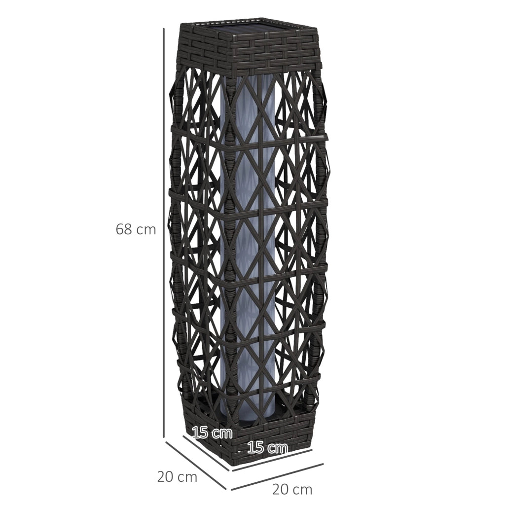 Lampada Solare da Giardino 20x20x68 cm con Illuminazione LED in Acciaio e Rattan PE Grigio