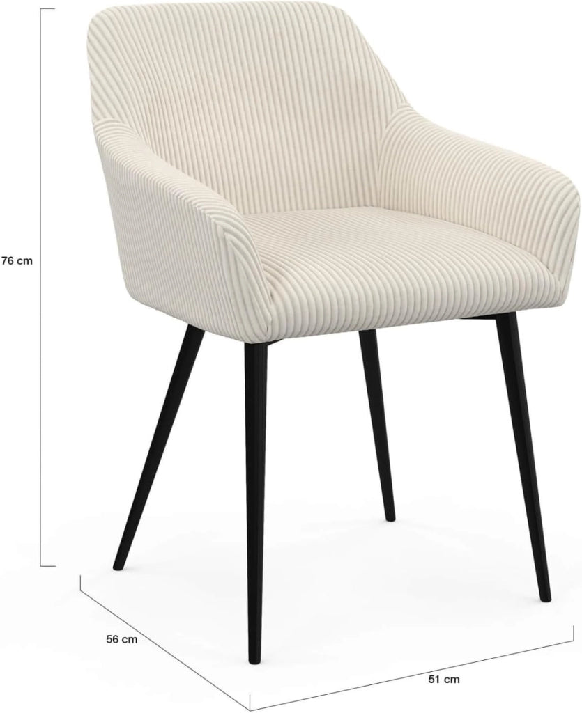Set di 2 sedie e poltrone da pranzo JANY in velluto a coste beige