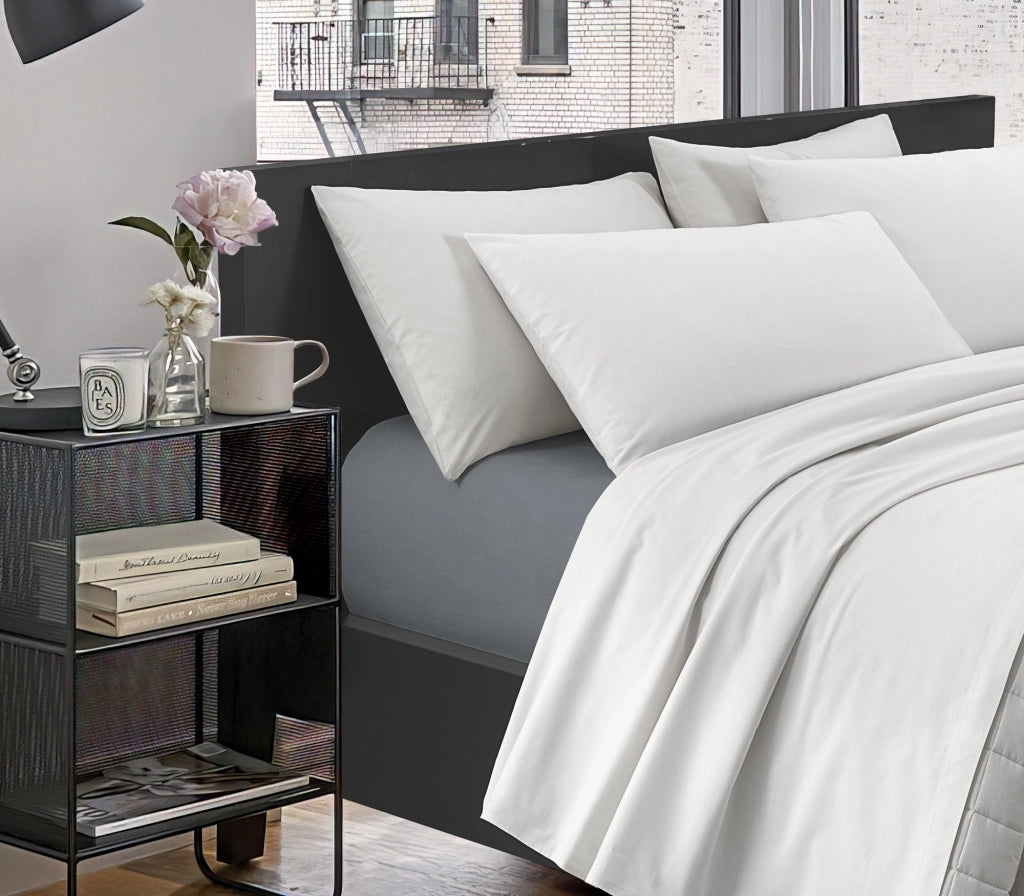 Lenzuolo Sotto Con Angoli Elastici 100% Puro Cotone  Grigio - Una piazza e mezza
