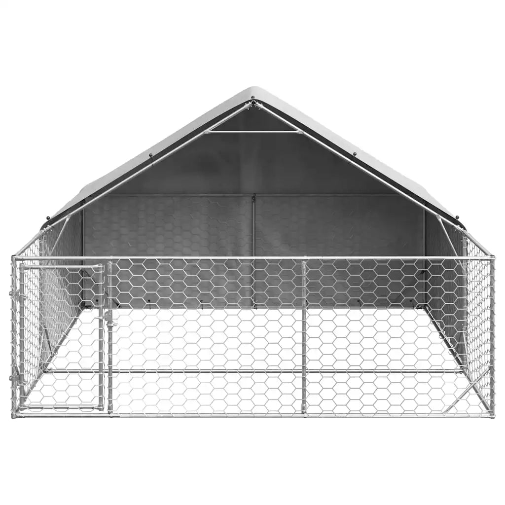 Cuccia per Cani da Esterno con Recinto 3x3x1,9m Acciaio Zincato