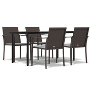 Set Pranzo da Giardino 5pz | Set Salotto da Giardino con Cuscini in Polyrattan e Acciaio
