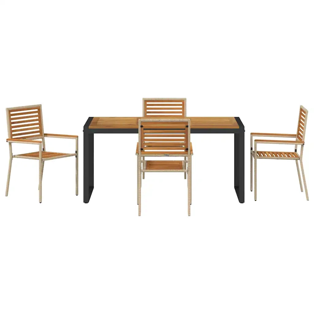 Set da Pranzo per Giardino 5 pcs Beige e Marrone polyrattan