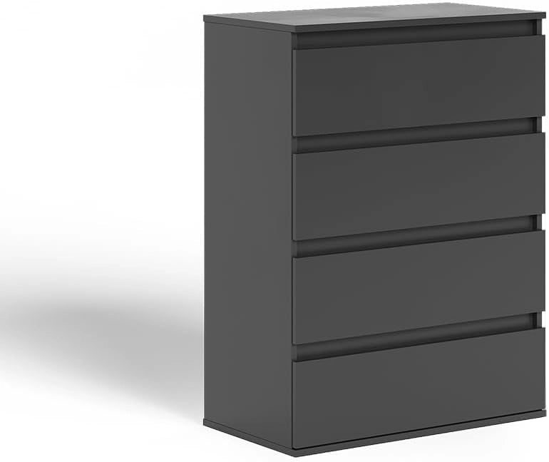 Cassettiera Claus, Bianco, 74 x 99.6 cm con 4 cassetti, per riporre abiti e oggetti di uso quotidiano