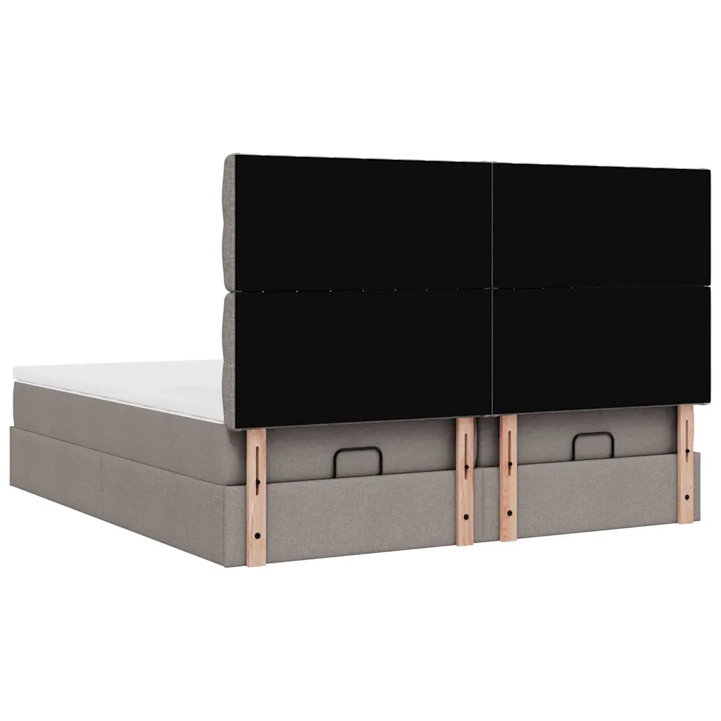 Struttura Letto Pouf con Materassi Tortora 160x200cm in Tessuto 3313710