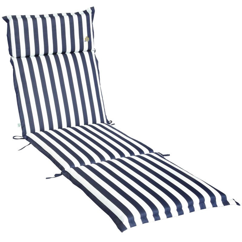 Cuscino da esterno per lettino prendisole, 196x58 cm con volant - Cuscino Da Esterno Per Lettino Prendisole, 196x58 Cm Con Volant Ondablu (righe Bianche/blu)