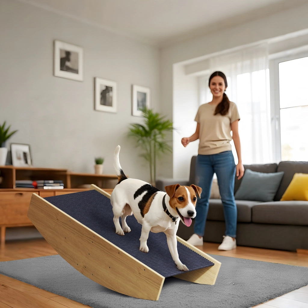 Scala per Cani Agility 3 Marche Legno Naturale ¨C zephmum ¨C 80x39.5x20cm