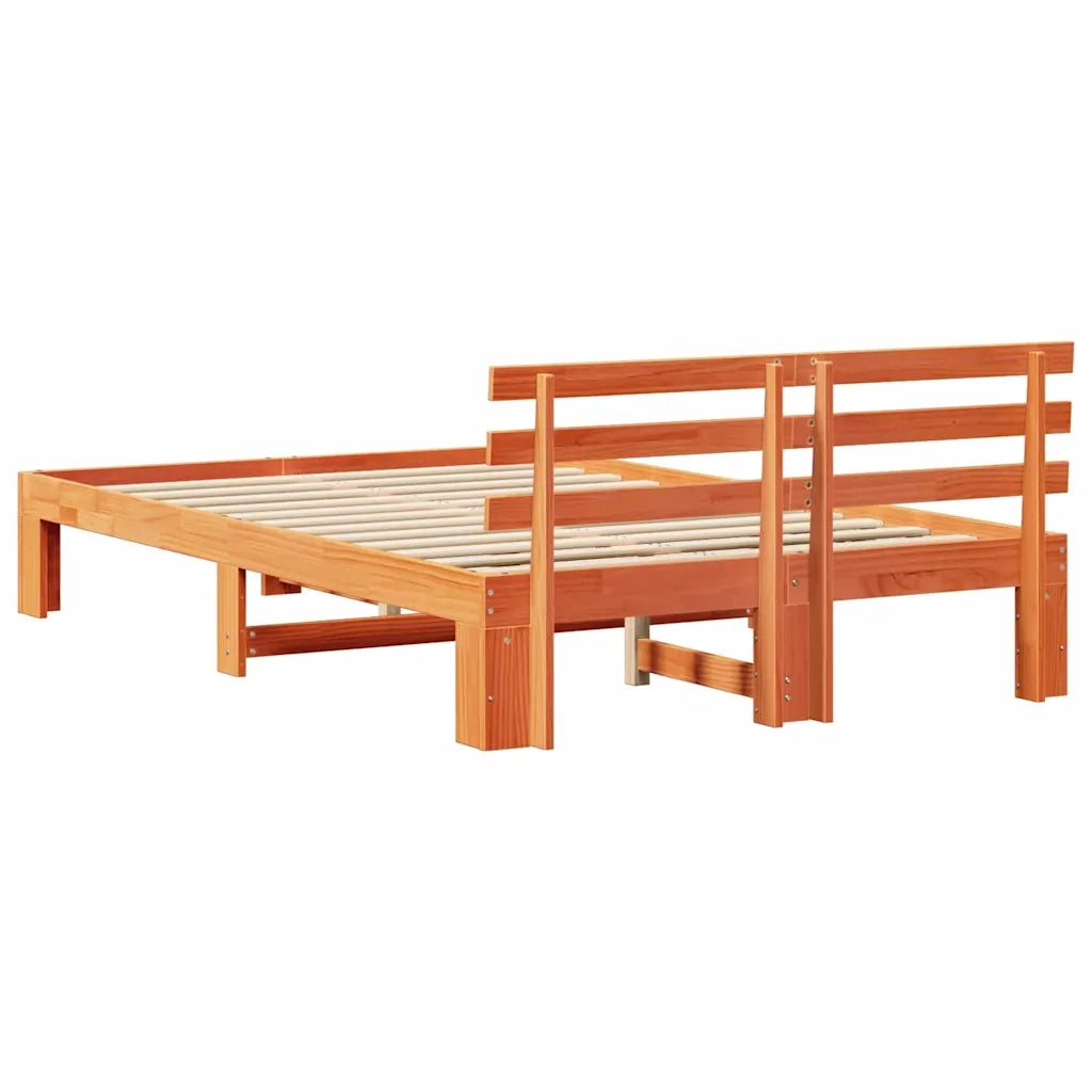 Struttura del letto Marrone cerato 140 x 190 cm Pino massello 872616