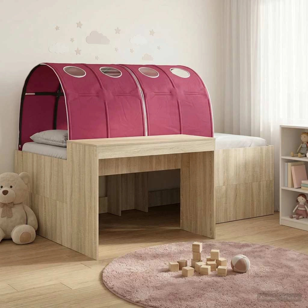 Letto con Tunnel 3 pz Rovere Sonoma e Rosso 3423675