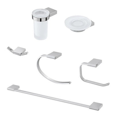 Set accessori a muro 6 pezzi in acciaio cromato e viti incluse Futura