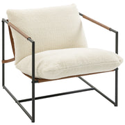 Poltrona imbottita in tessuto bouclette ¨C zephmum ¨C 77x91x80 cm, crema