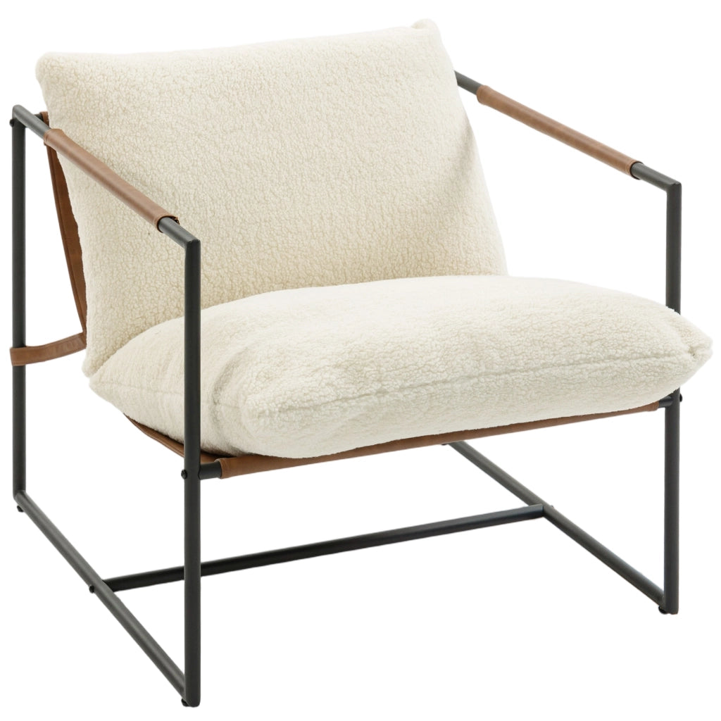 Poltrona imbottita in tessuto bouclette ¨C zephmum ¨C 77x91x80 cm, crema