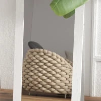 Specchio con Cornice in MDF con Piedini e Ganci per Utilizzo a Muro o a Parete, 37x40x155 cm