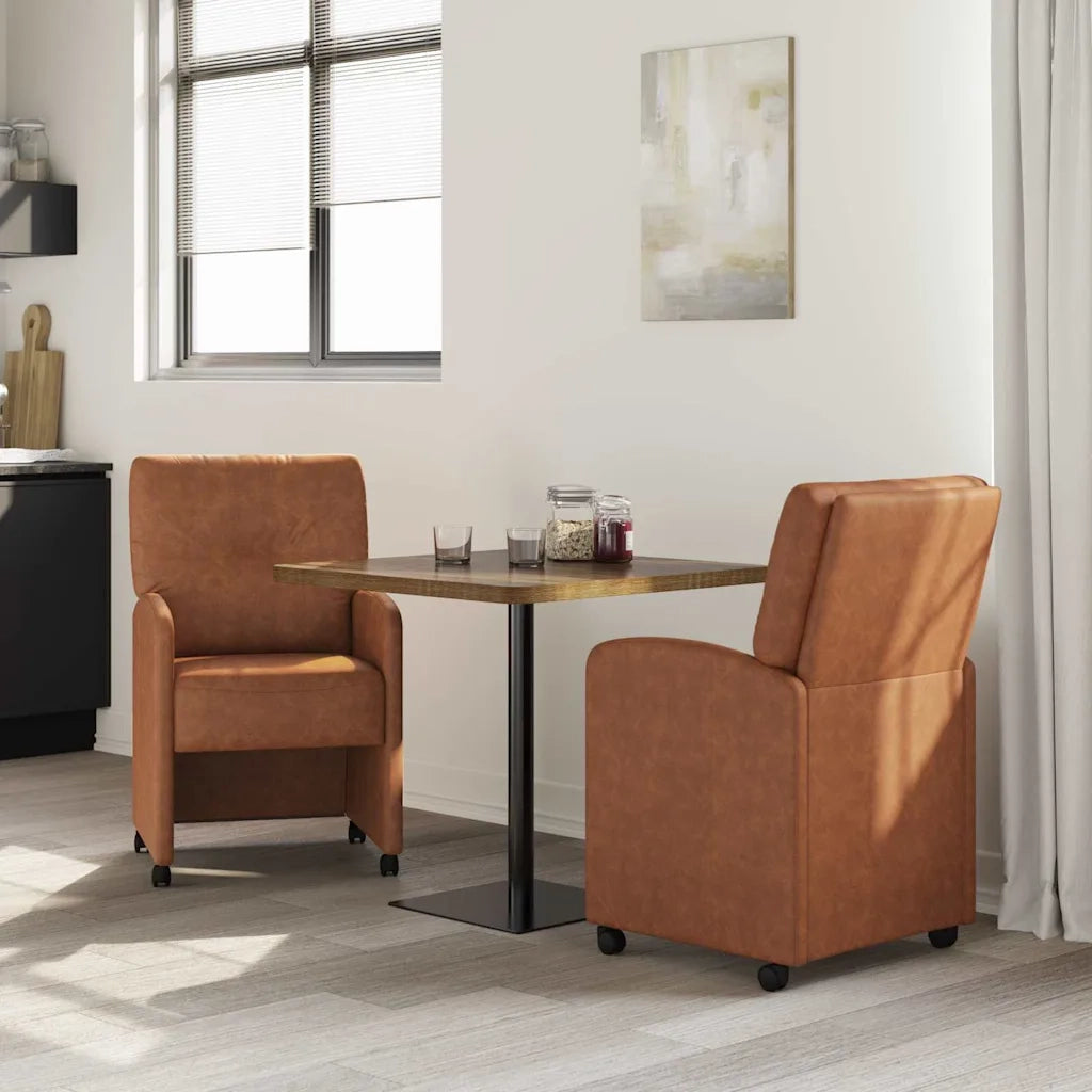 Sedie da Pranzo con Ruote 2 pcs Marrone 57 x 67 x 95 cm 42017840
