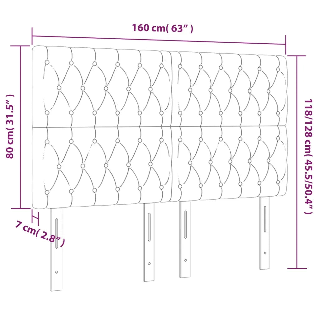 Testiera-Testata-Testiera Decorativa Nera 160x7x118/128 cm Velluto