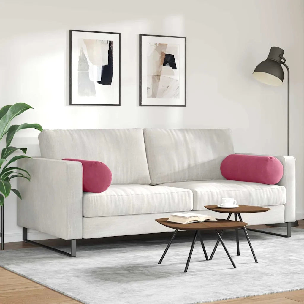 Cuscini a rullo 2 pz | Cuscini per sedie Rosso Vino ? 25 x 70 cm Tessuto in Cords