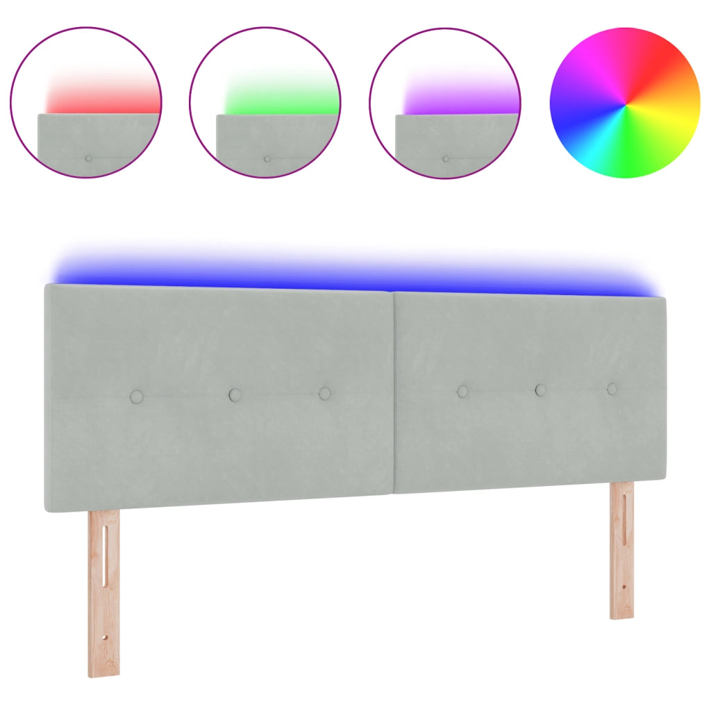 Testata LED  con bottoni imbottiti Grigio chiaro 72 cm in Velluto
