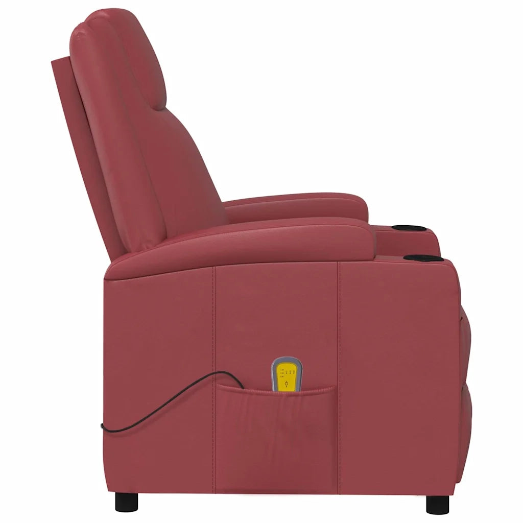 Poltrona Massaggiante Reclinabile Rosso Vino in Similpelle cod mxl 32254