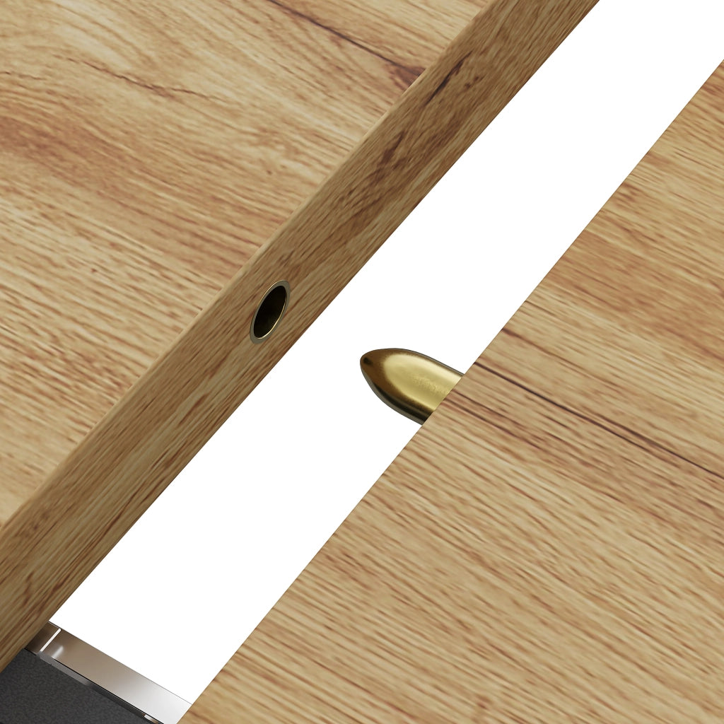 Tavolo allungabile moderno 119-158,5 x 80 x 75 cm con piano in MDF, struttura con gambe a W, colore nero/naturale