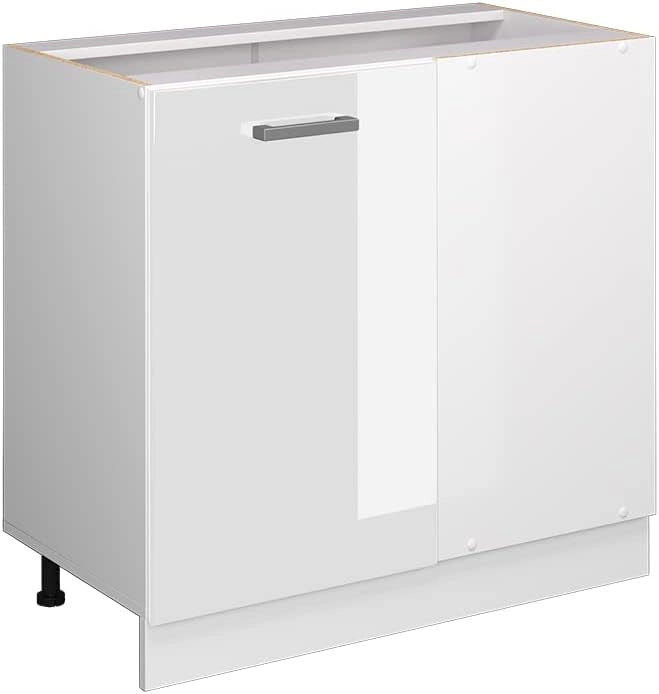 Mobile ad angolo cucina R-Line, Bianco lucido, 86 cm senza piano di lavoro, per la libera combinazione all'interno di sistemi cucina modulari