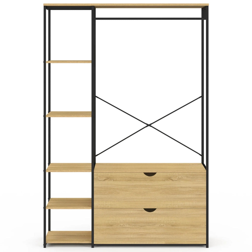 IDMarket - Armadio con ripiani L. 113 cm DETROIT 2 cassetti design industriale