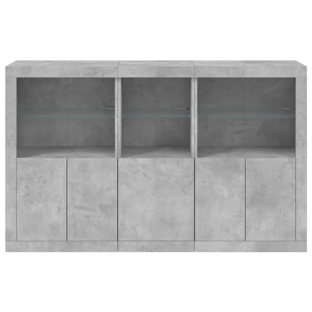 Credenza con Luci LED-Buffet-Armadio da cucina Grigio Cemento 162x37x100 cm 873653