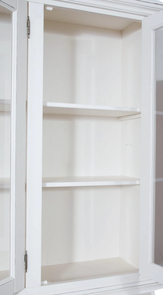 Biscottini Libreria Country in legno massello di tiglio finitura bianca anticata L172xPR50xH226 cm. Made in Italy
