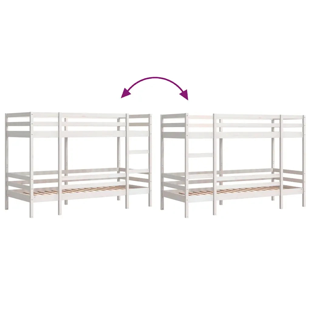 Letto a Castello Bianco 90x200 cm in Legno Massello di Pino 3284219