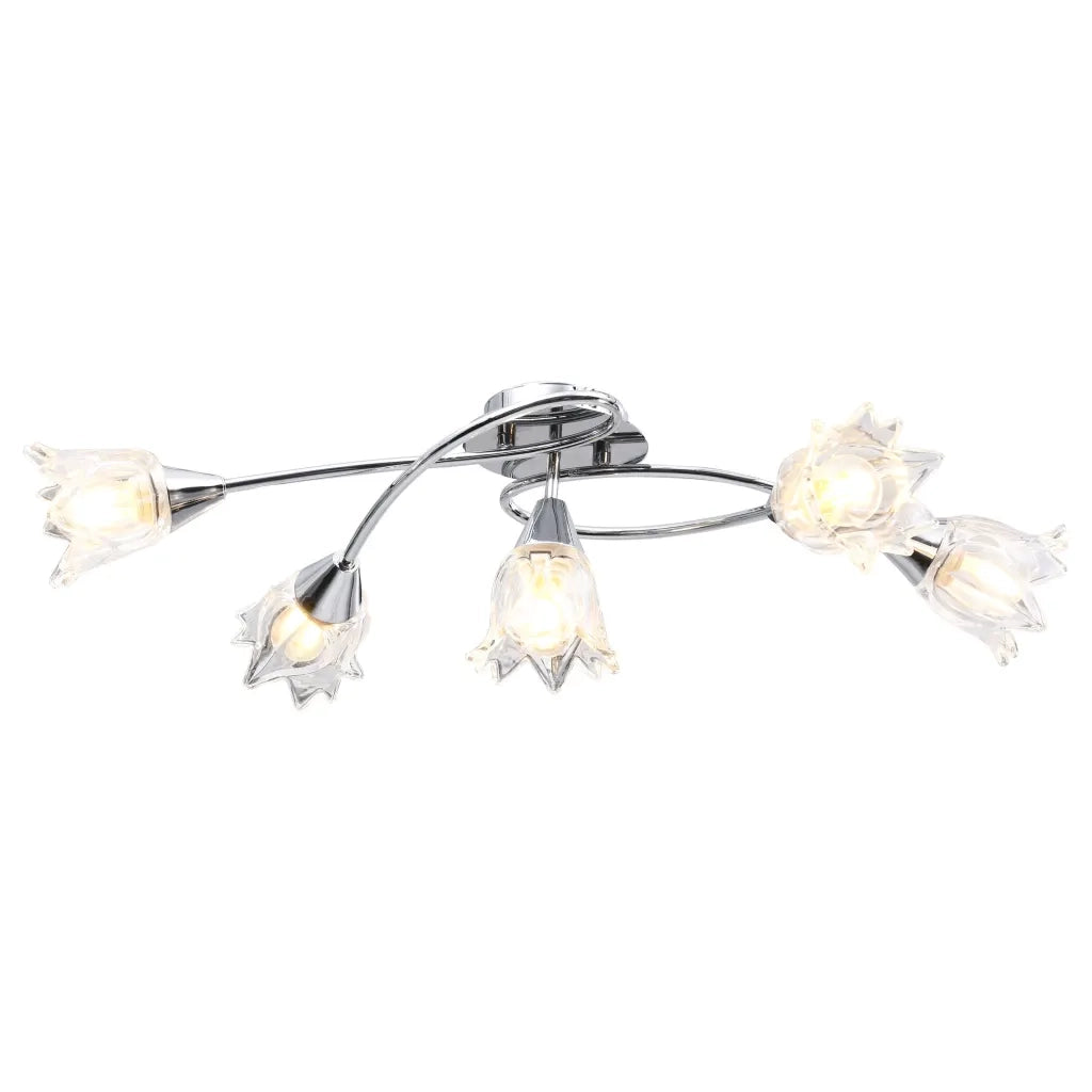 Lampadario con Paralumi in Vetro per 5 Lampadine E14 Tulipano CFW3406562
