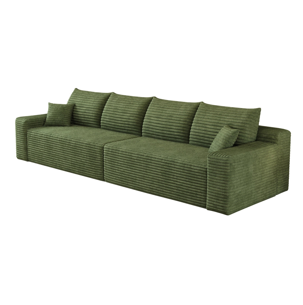 SOFA Modulare 302 cm in tessuto corduroy verde