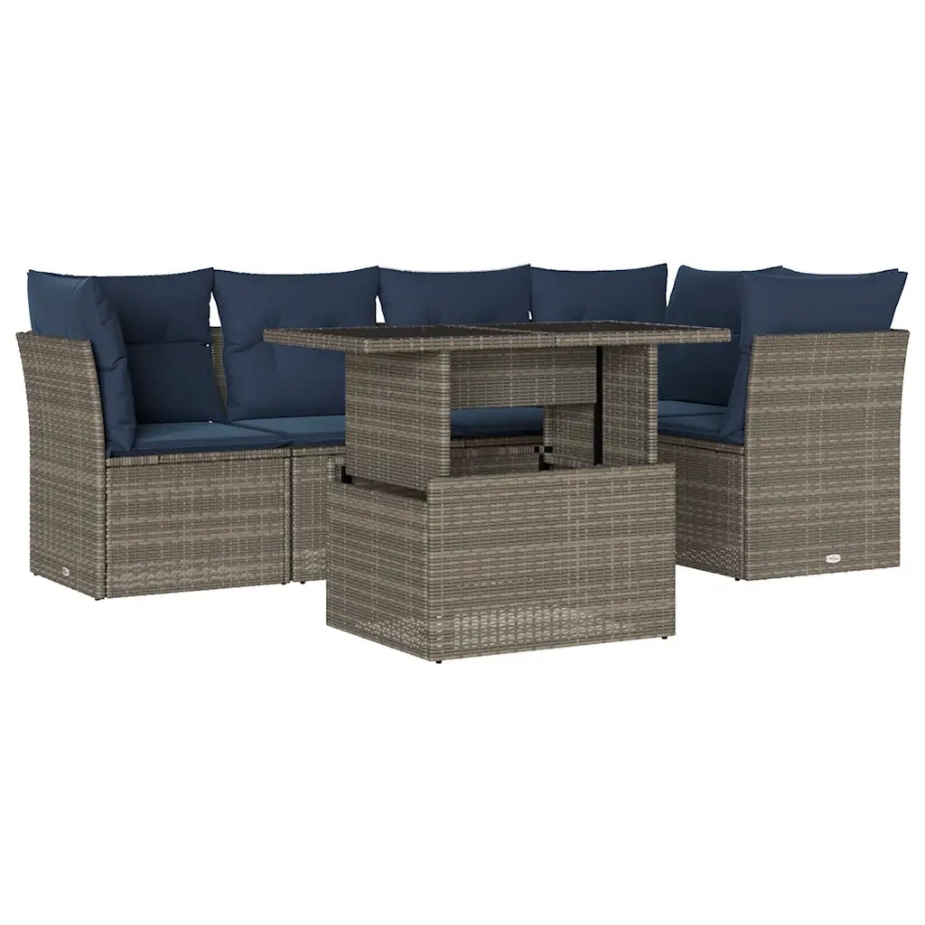 Set Divani da Giardino 6 pz con Cuscini Grigio in Polyrattan 3266571