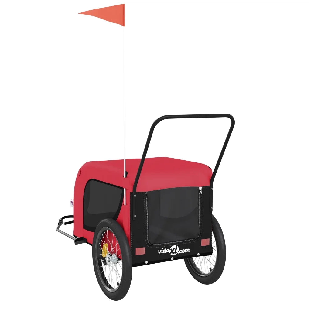 Rimorchio da Bici per Animali Rosso e Nero Oxford e Ferro CFW4413518