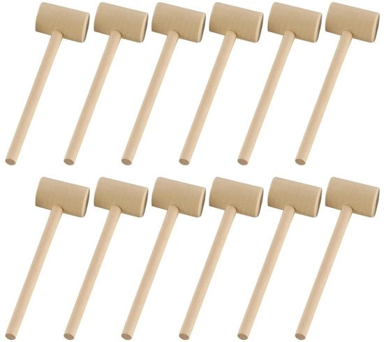 Mini martello in legno - Set di 12 martelli in legno - Ideale per giochi di società - Utilizzabile come sorpresa per regali - Piccoli martelli in legno