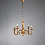 Lampadario in legno oro antico 5 luci 56x62