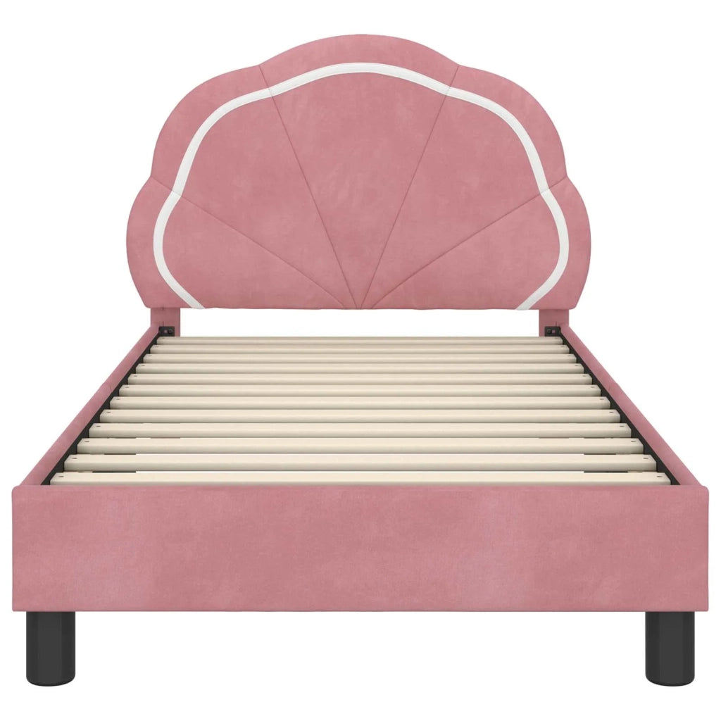 Struttura letto bambini con testata Rosa 80 x 160 cm Velluto 42010904