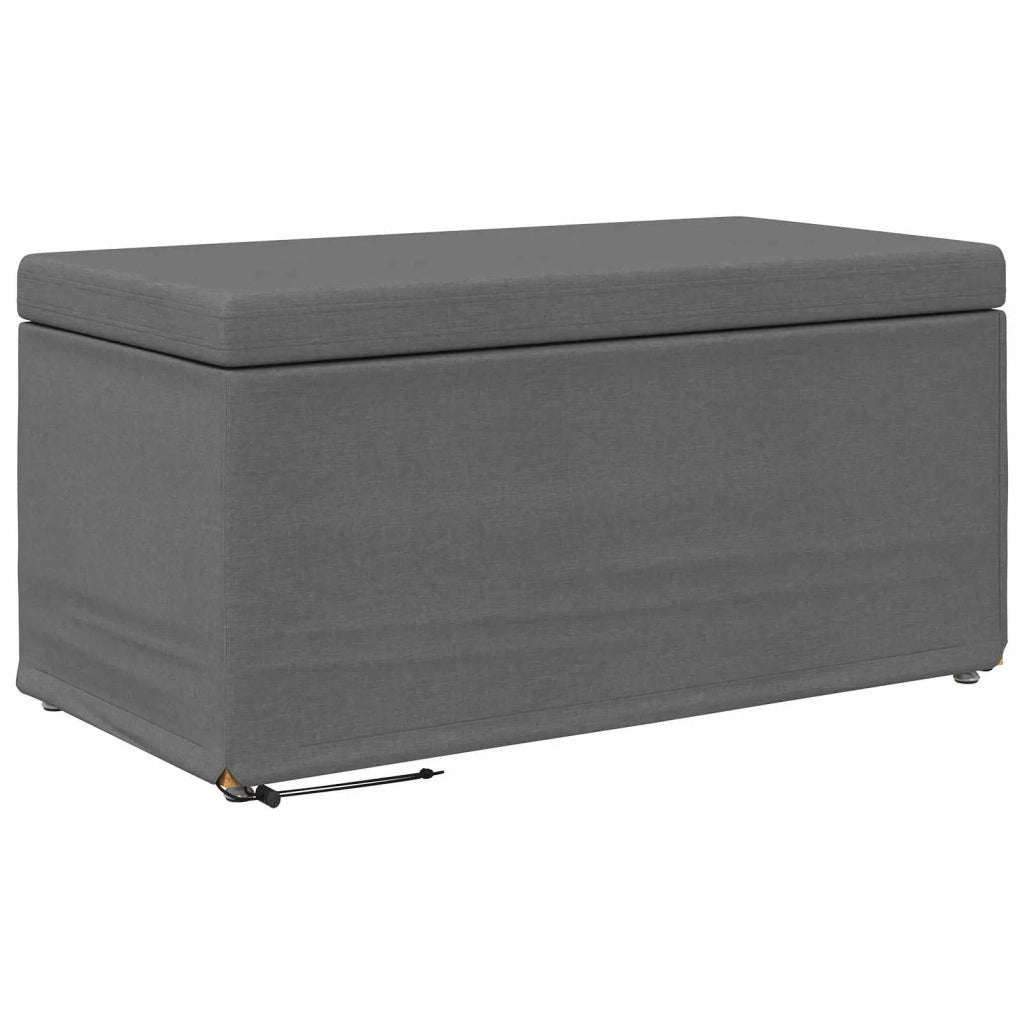 Pouf Grigio scuro Tessuto e Legno Ingegnerizzato