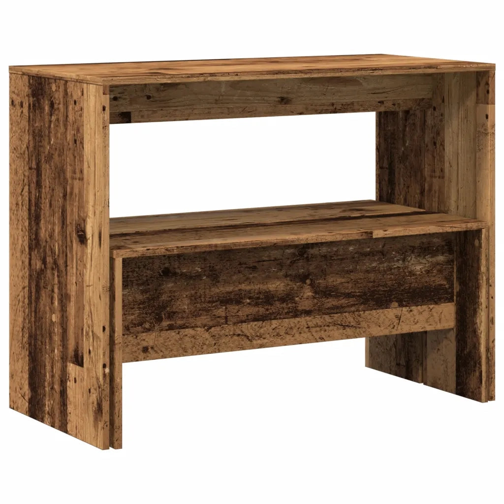 Set Tavolo da Pranzo e Panche 3 pz Legno Antico in Truciolato 855538