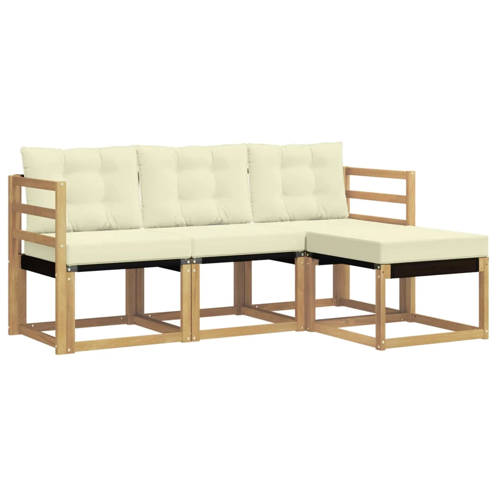 Set di divani da esterno 4 pz Bianco e Crema 3389344