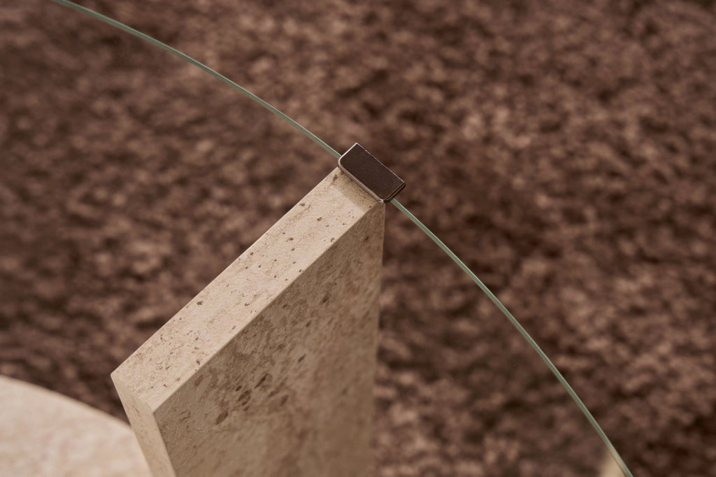 Tavolo basso in legno "Clara" - 75 x 75 x 40 cm - Travertino Trasparente
