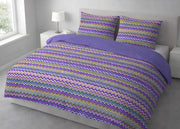 Copripiumino Sacco Piumone In 100% Cotone Disegno Rigato Zig Zag Baia - 1 Piazza e Mezza - Lilla